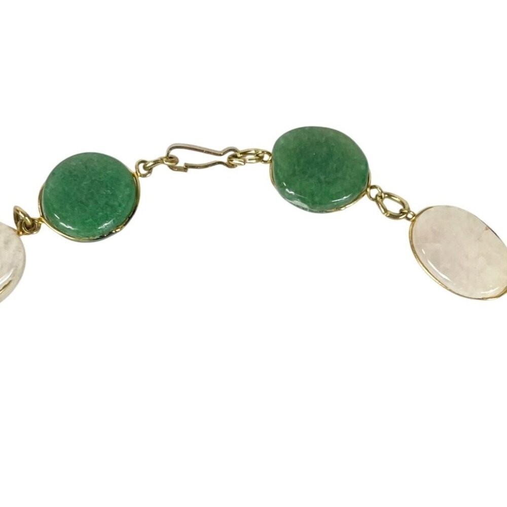 Statement Multicolor Oval Stones Agate Necklace With Teardrop Pendant - Picture 4 of 4